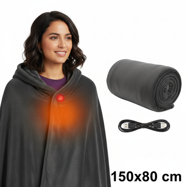 Wearable Heated Blanket Shawl for Arthritis Relief - USB-Powered Coral Velvet Throw